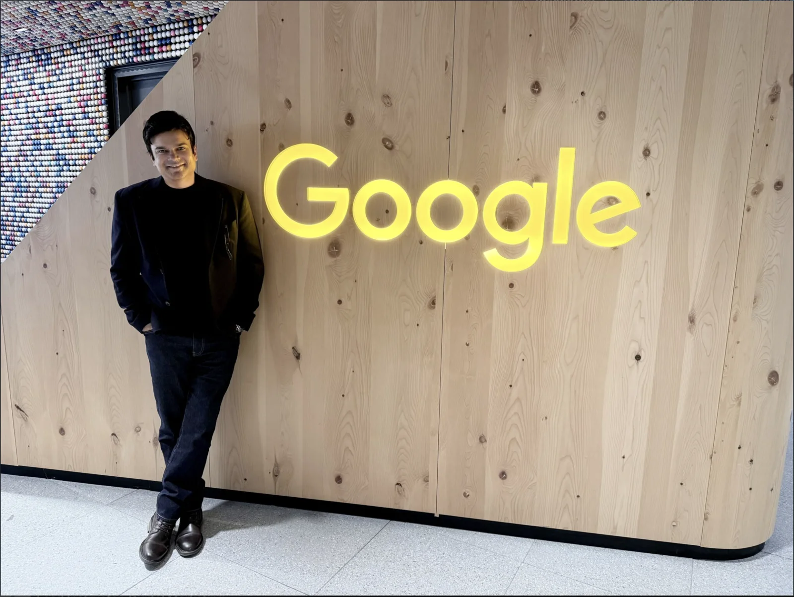 Aakash Andrews beside the Google logo